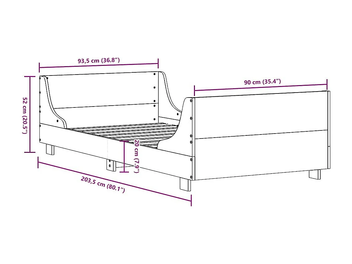 Estructura de cama sin colchón marrón cera 90x200 cm madera maciza de pino