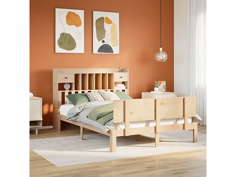 Bibliotheksbett ohne Matratze 160x200 cm Massivholz Kiefer