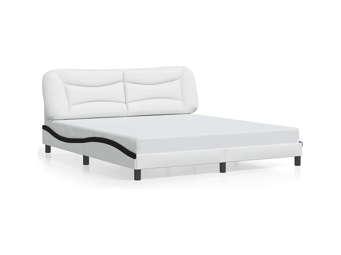 Bettgestell ohne Matratze weiß und schwarz 180x200 cm Kunstleder