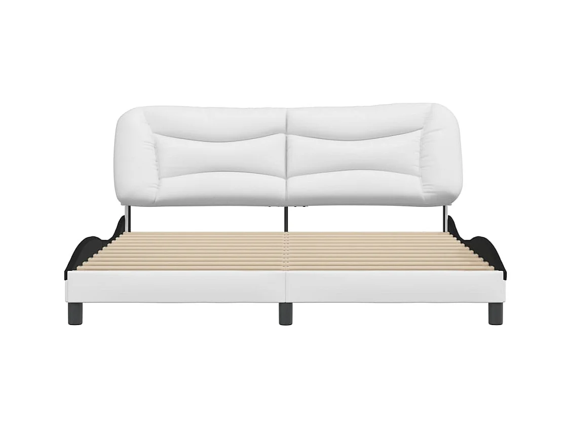 Bettgestell ohne Matratze weiß und schwarz 180x200 cm Kunstleder
