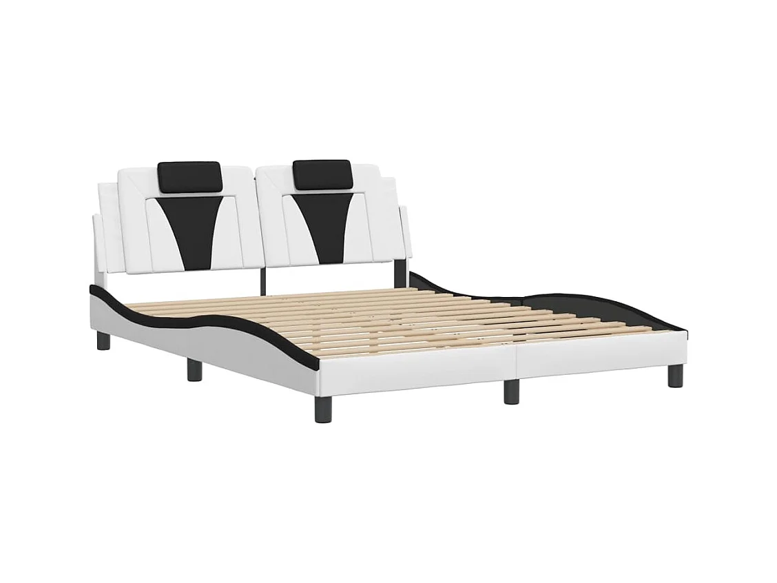 Cadre de lit sans matelas blanc et noir 160x200 cm similicuir