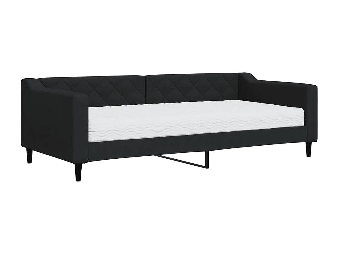 Lit de jour avec matelas noir 90x200 cm tissu