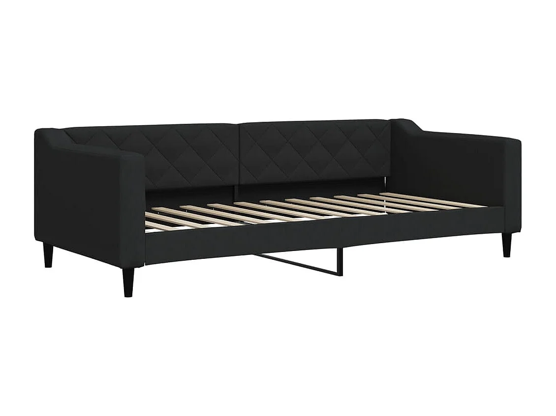 Lit de jour avec matelas noir 90x200 cm tissu