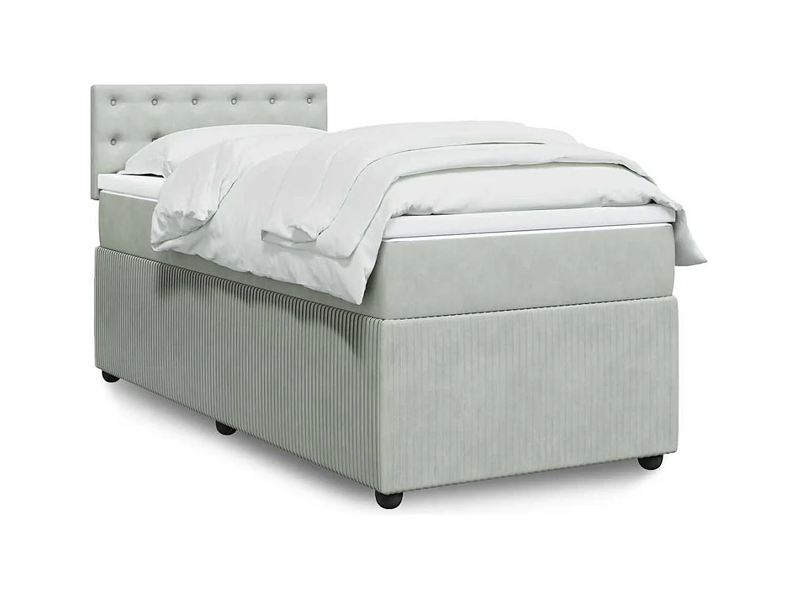 Somier de láminas y colchón Terciopelo Gris claro 90x190 cm