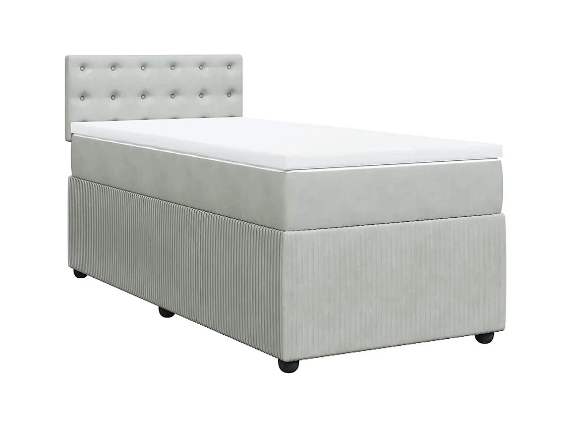 Somier de láminas y colchón Terciopelo Gris claro 90x190 cm