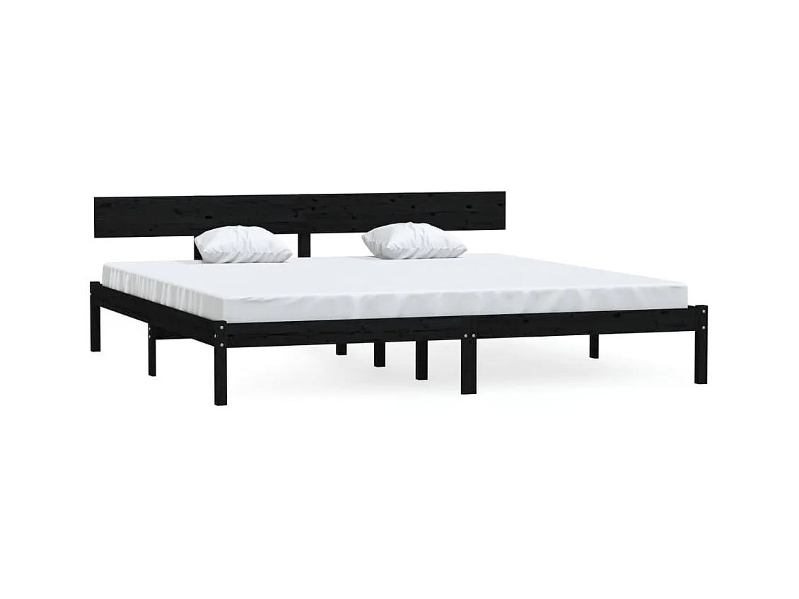 Zwart massief houten bedframe zonder matras