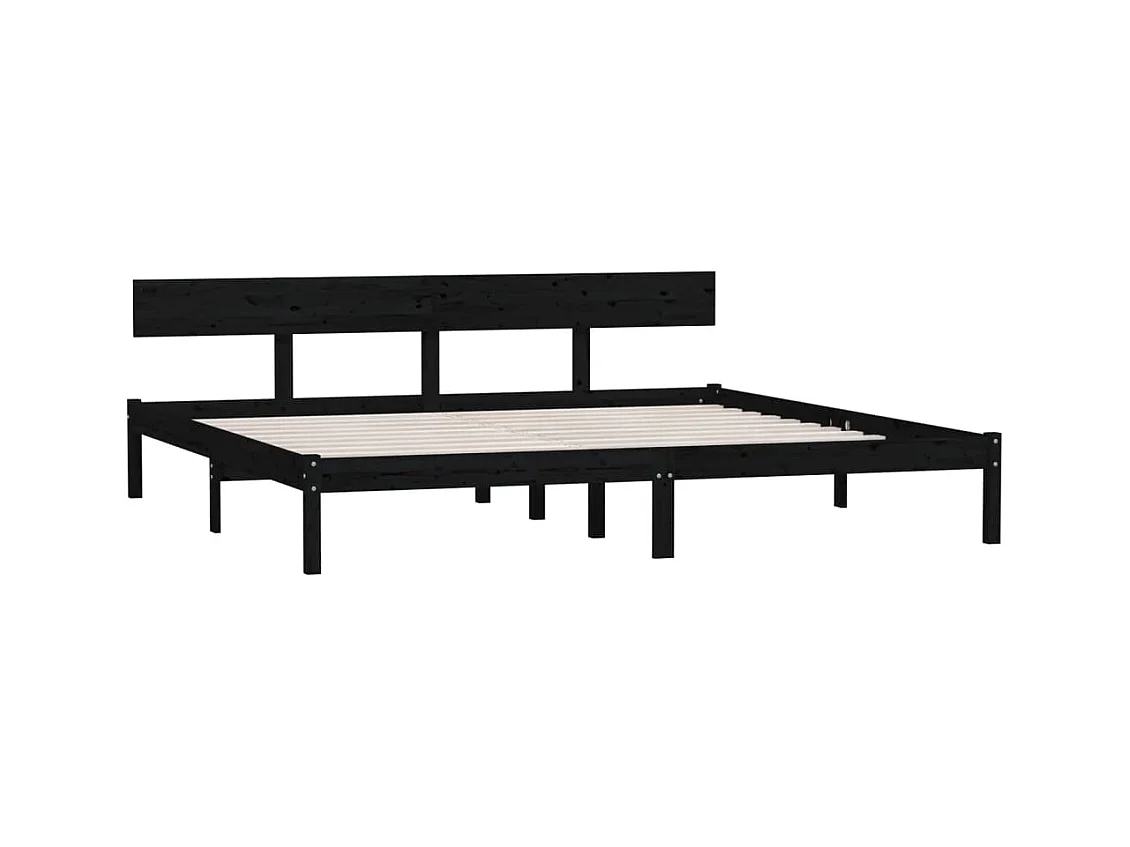 Zwart massief houten bedframe zonder matras