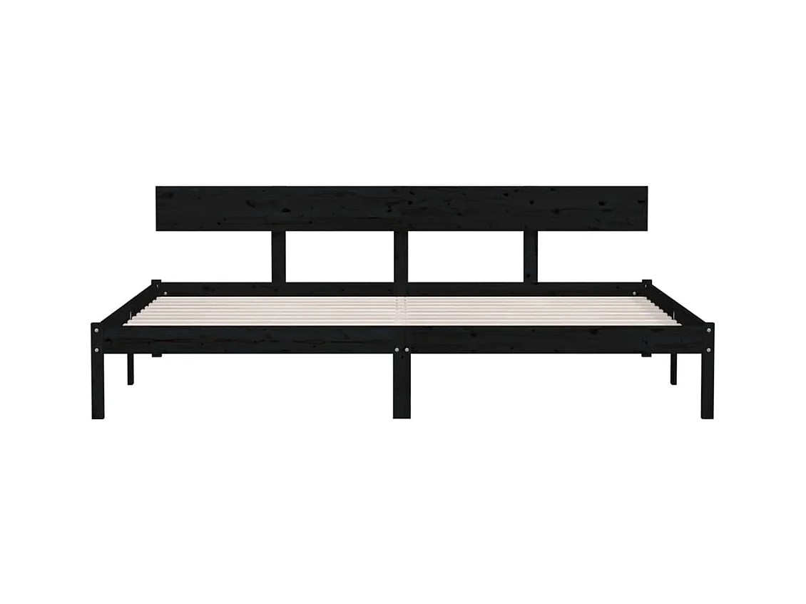 Zwart massief houten bedframe zonder matras