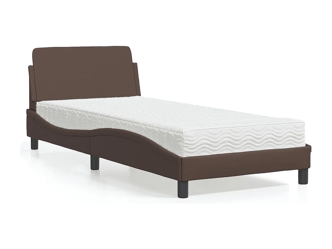 Lit avec matelas marron 90x200 cm similicuir