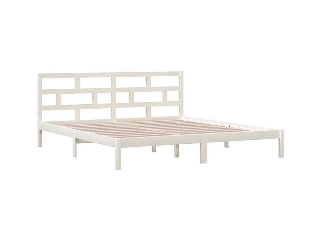 Bedframe zonder matras wit massief hout 140x190 cm