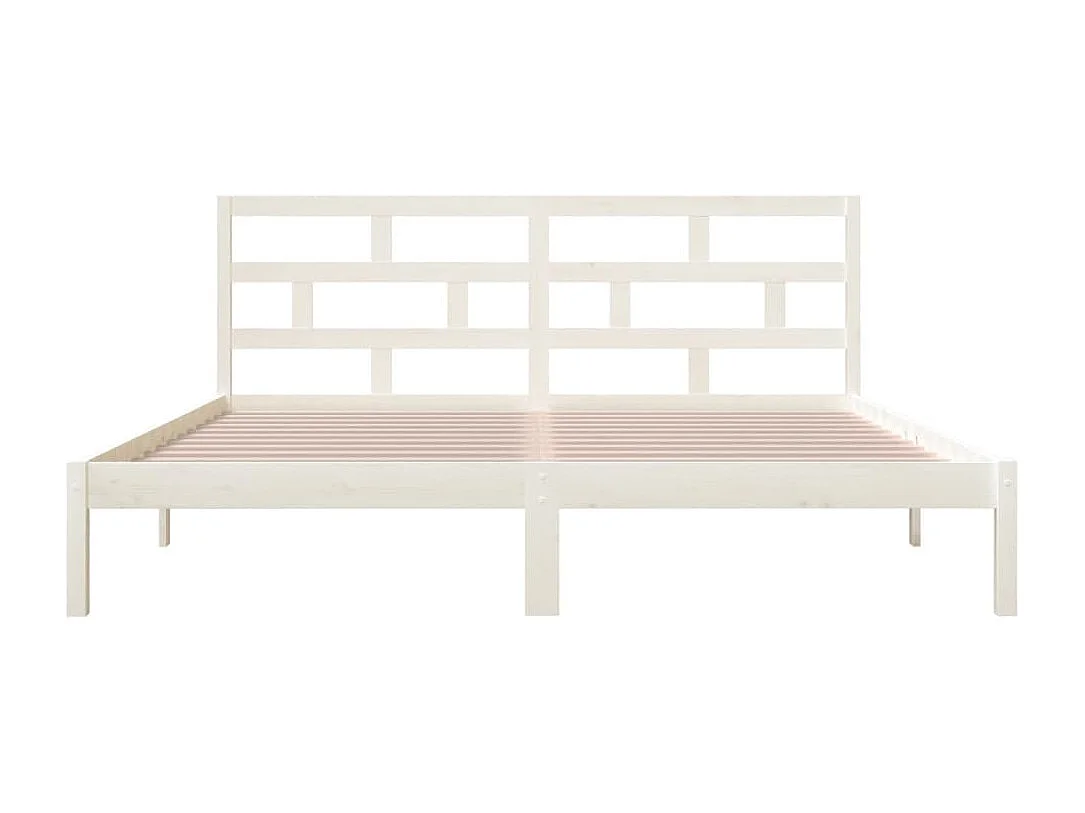 Cadre de lit sans matelas blanc bois massif 140x190 cm