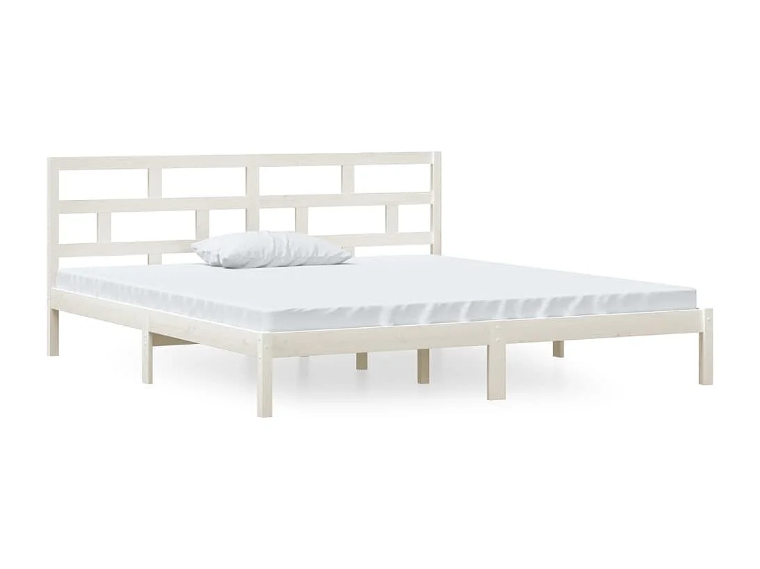 Cadre de lit sans matelas blanc bois massif 140x190 cm