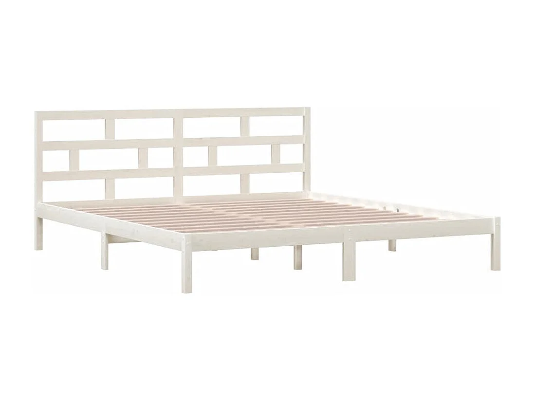Cadre de lit sans matelas blanc bois massif 140x190 cm