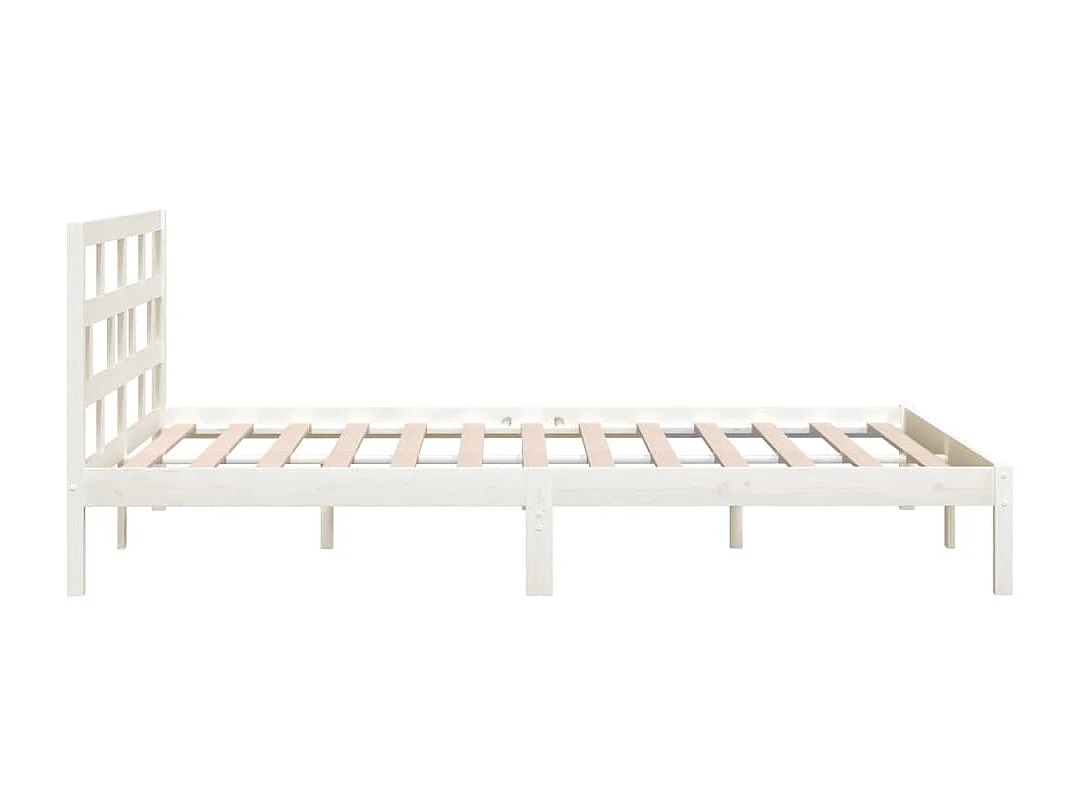 Cadre de lit sans matelas blanc bois massif 140x190 cm