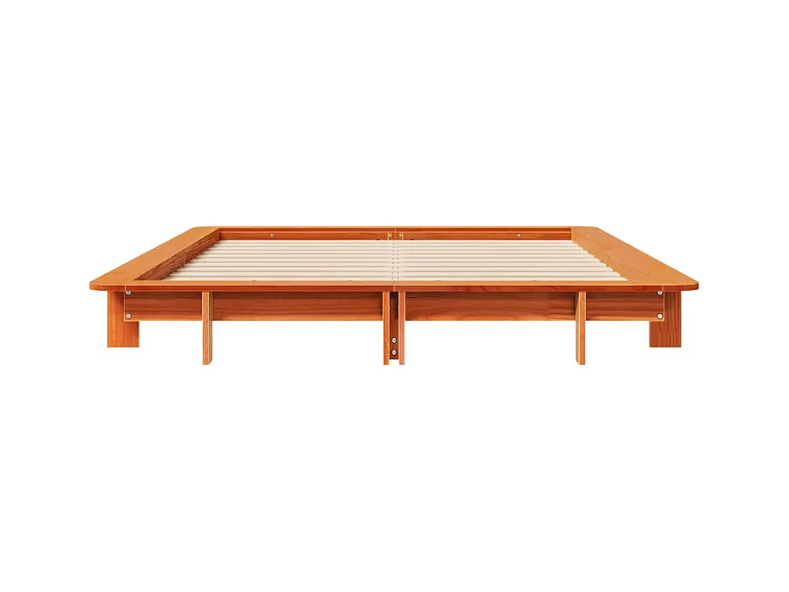 Estructura de cama sin colchón, color marrón cera, 120x200cm, madera maciza de pino