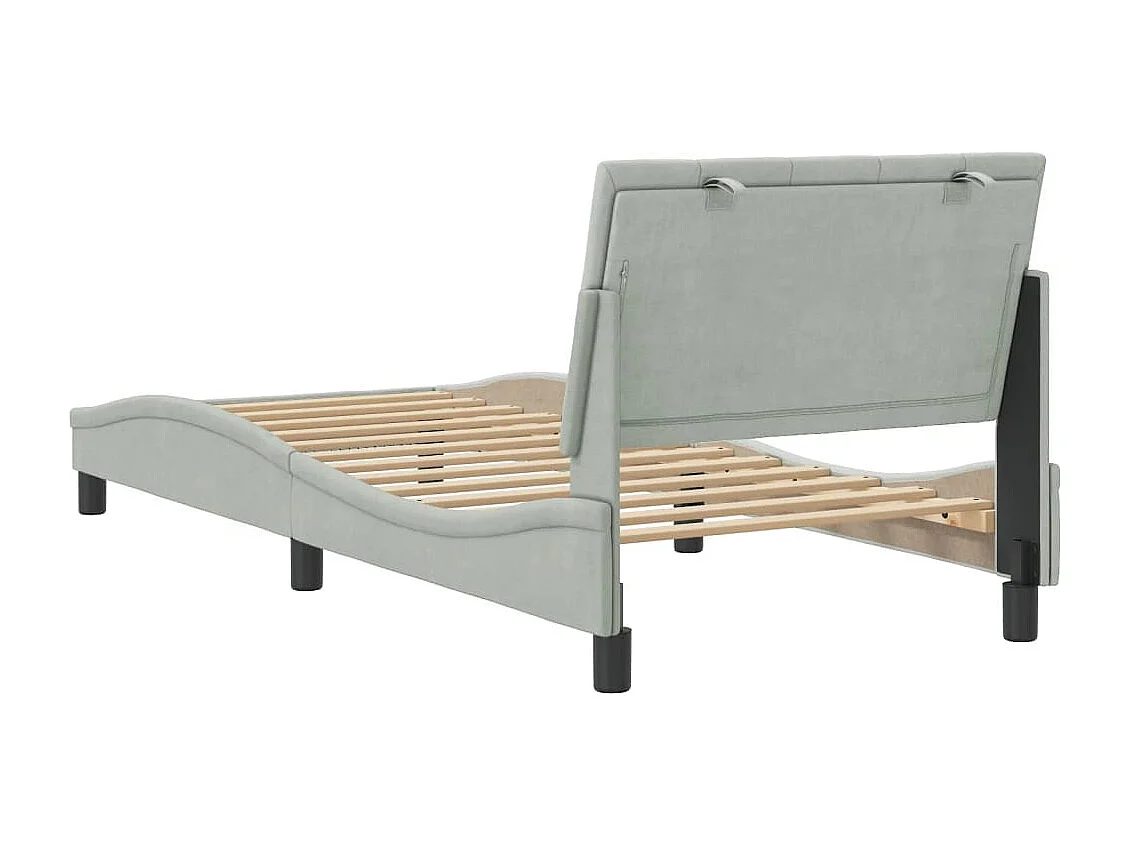 Struttura letto senza materasso grigio chiaro 90x190 cm velluto