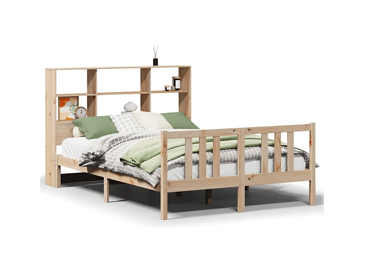 Lit bibliothèque sans matelas 120x200 cm bois de pin massif