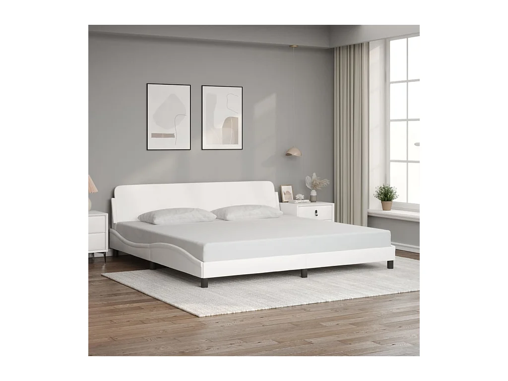 Cadre de lit sans matelas blanc 200x200 cm similicuir