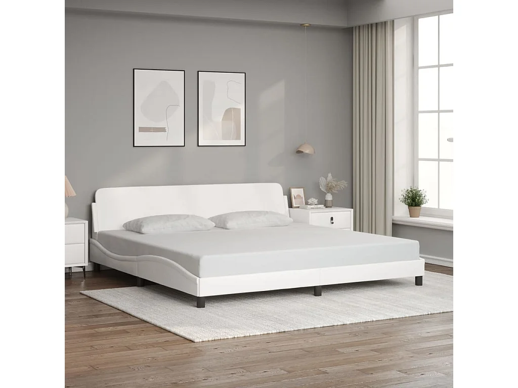 Cadre de lit sans matelas blanc 200x200 cm similicuir