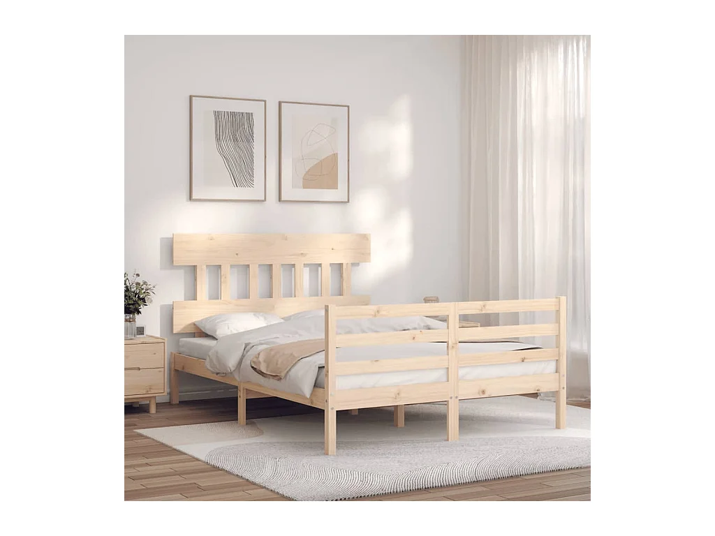 Cadre de lit sans matelas 140x200 cm bois massif