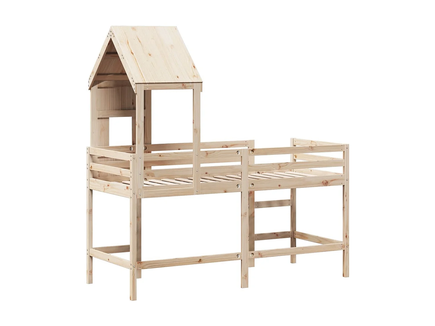 Letto a castello con scaletta e tetto senza materasso 90x200 cm