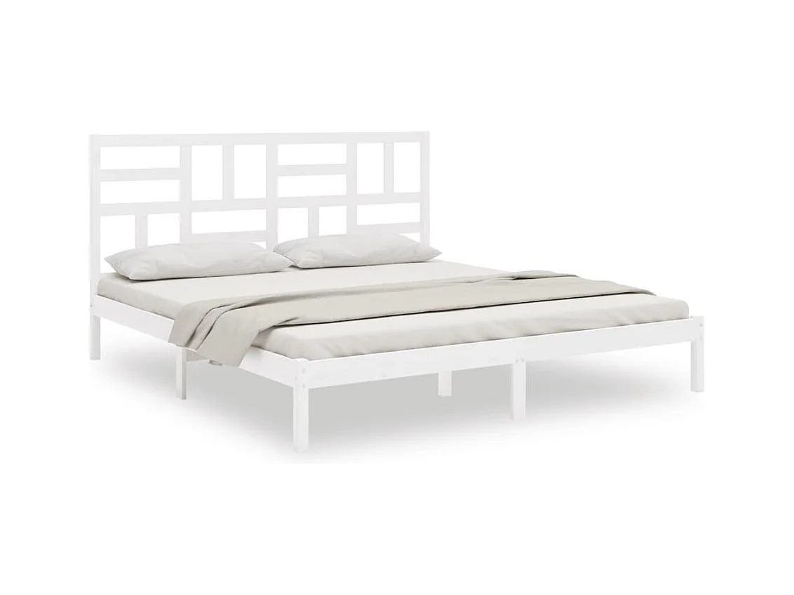 Estructura de cama sin colchón de madera maciza blanca 180x200 cm