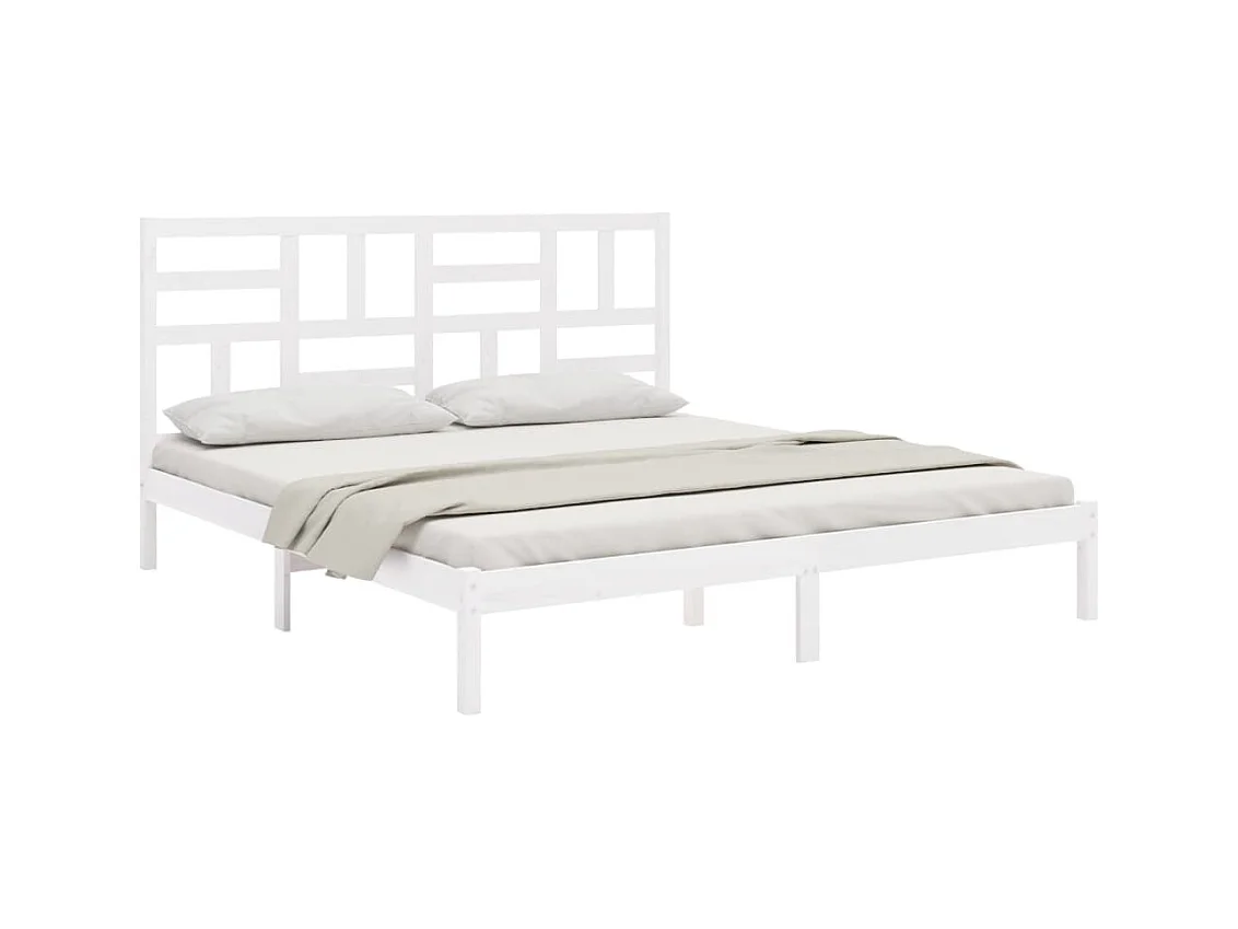 Estructura de cama sin colchón de madera maciza blanca 180x200 cm