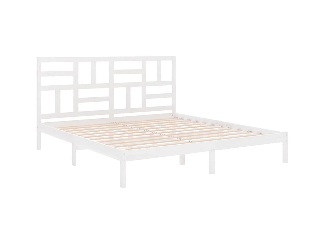 Estructura de cama sin colchón de madera maciza blanca 180x200 cm