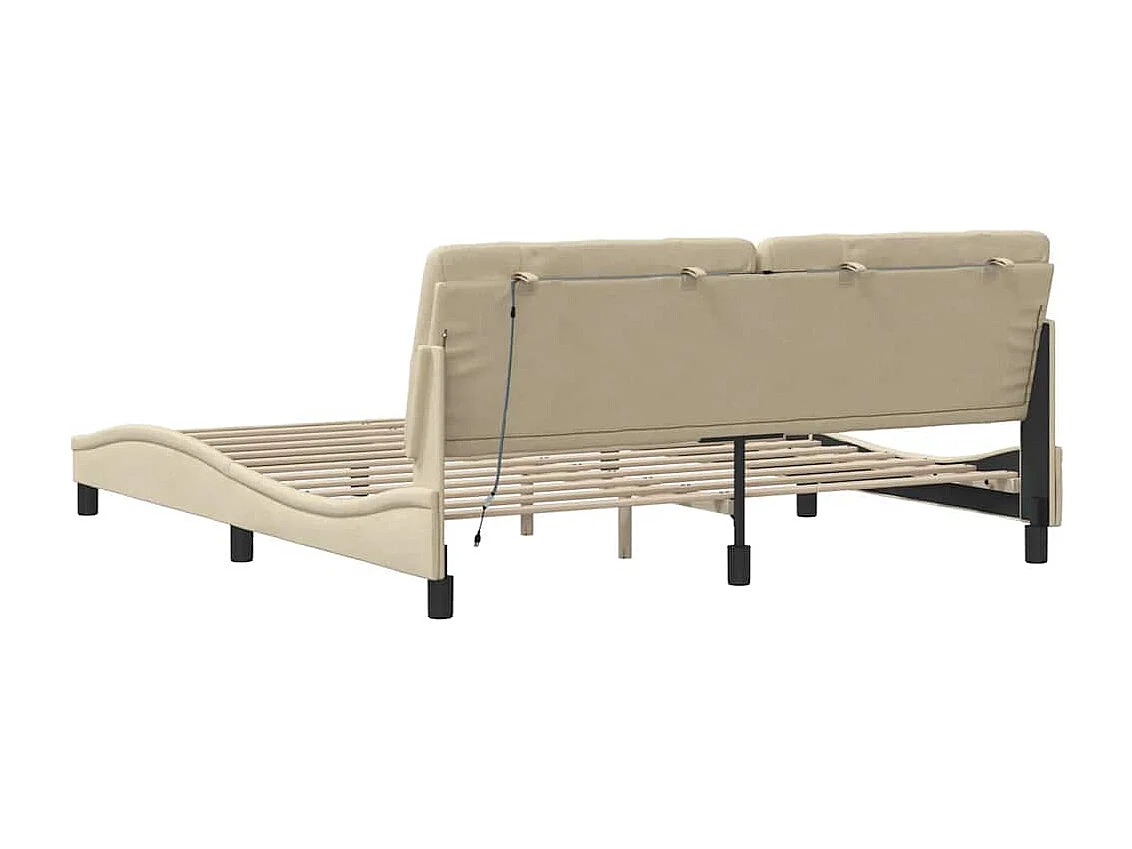 Bettgestell mit LED ohne Matratze creme 180x200 cm Stoff