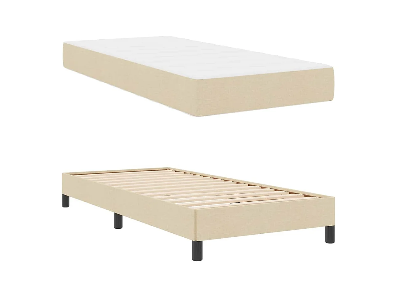 Boxspringbett mit cremefarbener Matratze 80 x 200 cm Stoff