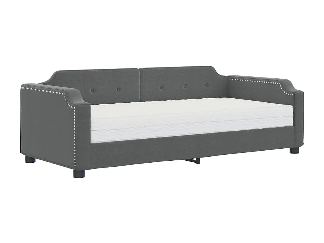 Lit de jour avec matelas gris foncé 80x200 cm tissu