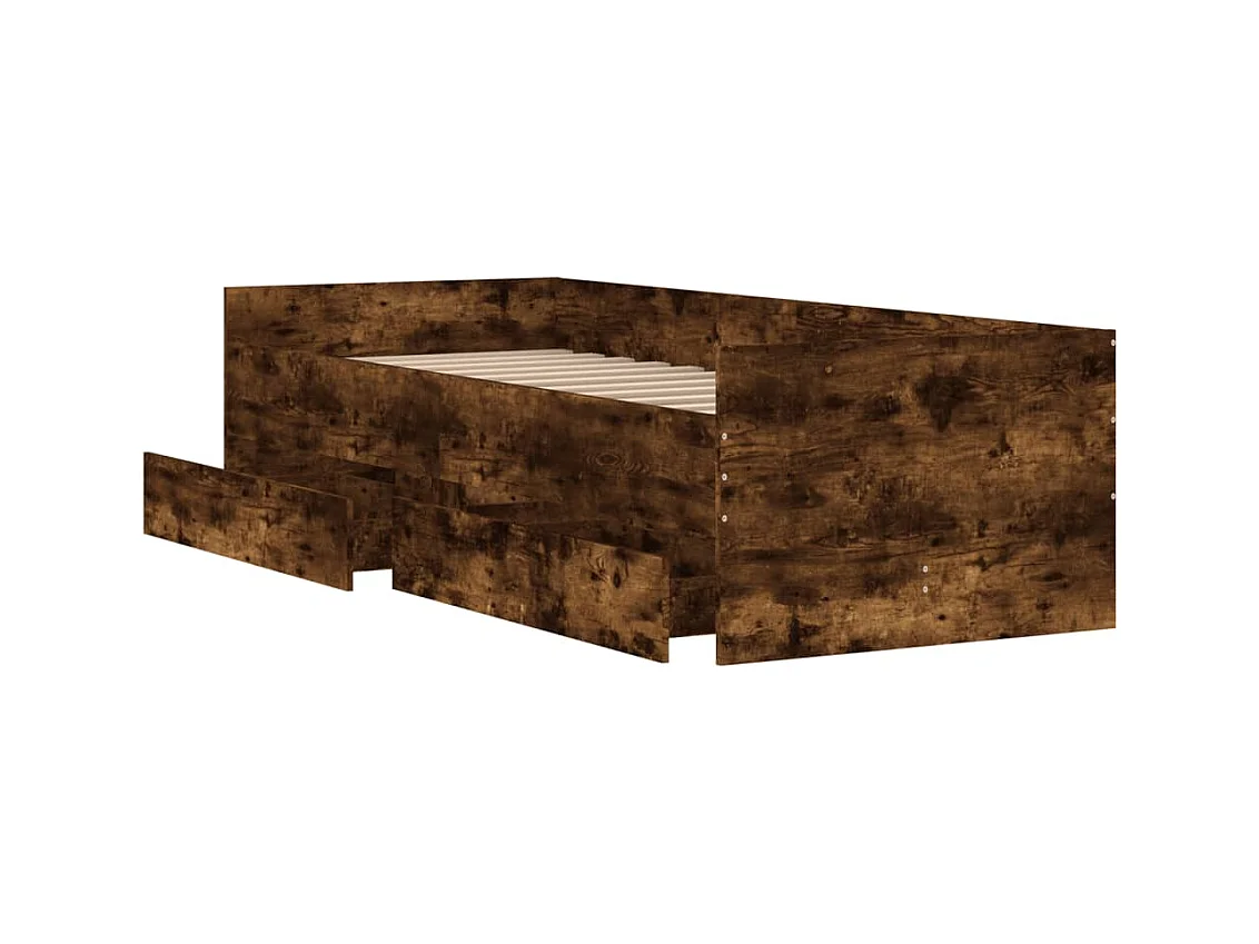Struttura letto con cassetti senza materasso rovere affumicato 90x200 cm