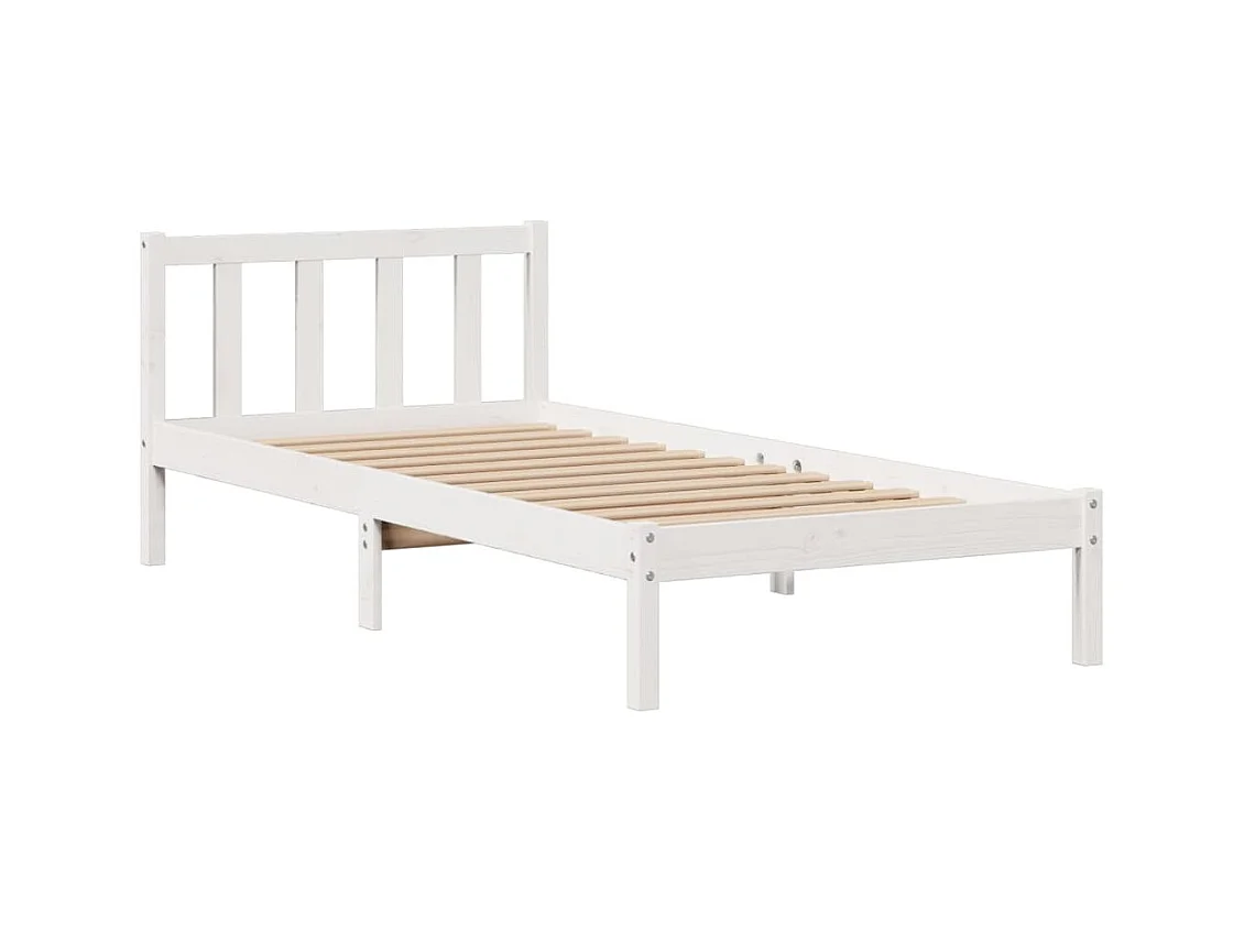 Letto libreria bianco senza materasso 90x200cm in legno massello di pino