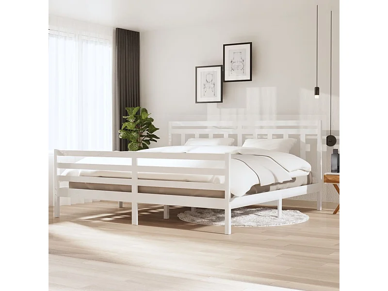 Struttura letto senza materasso in legno massello bianco 200x200 cm