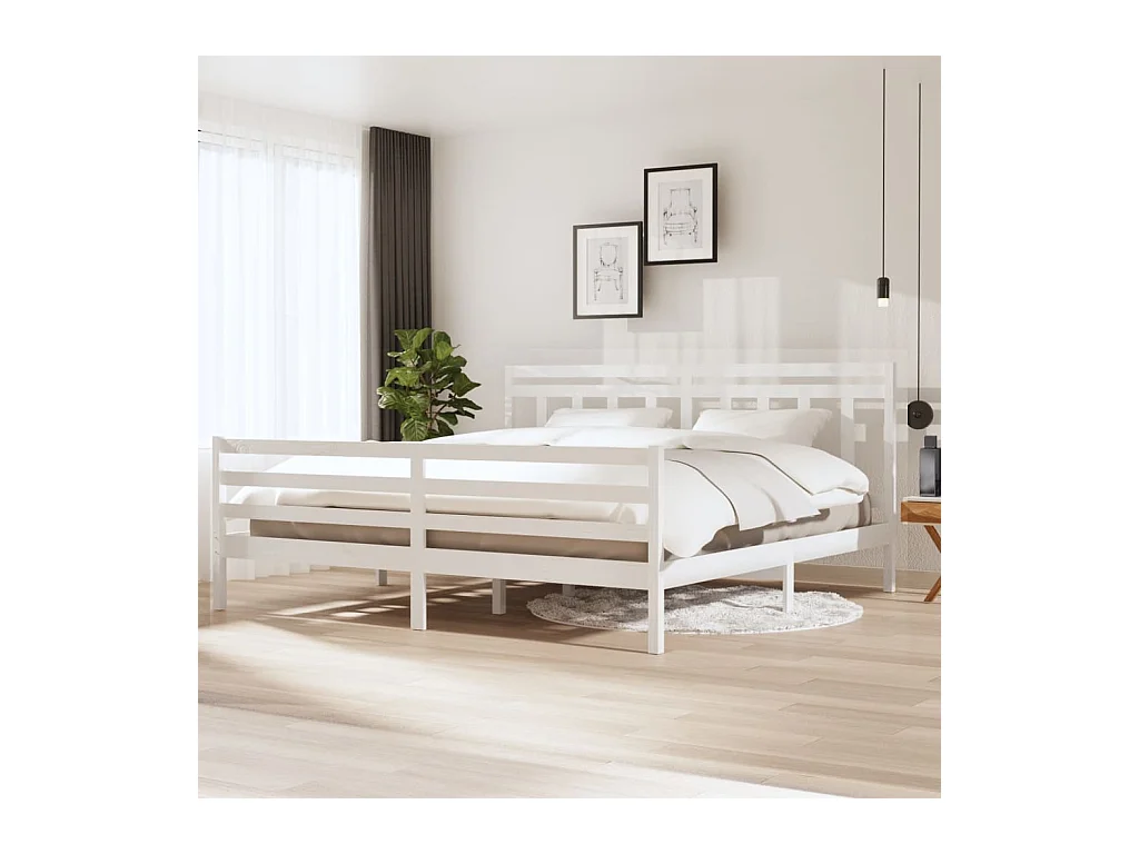 Bedframe zonder matras wit massief hout 200x200 cm