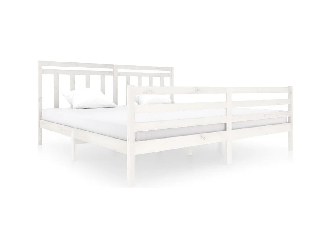 Bedframe zonder matras wit massief hout 200x200 cm