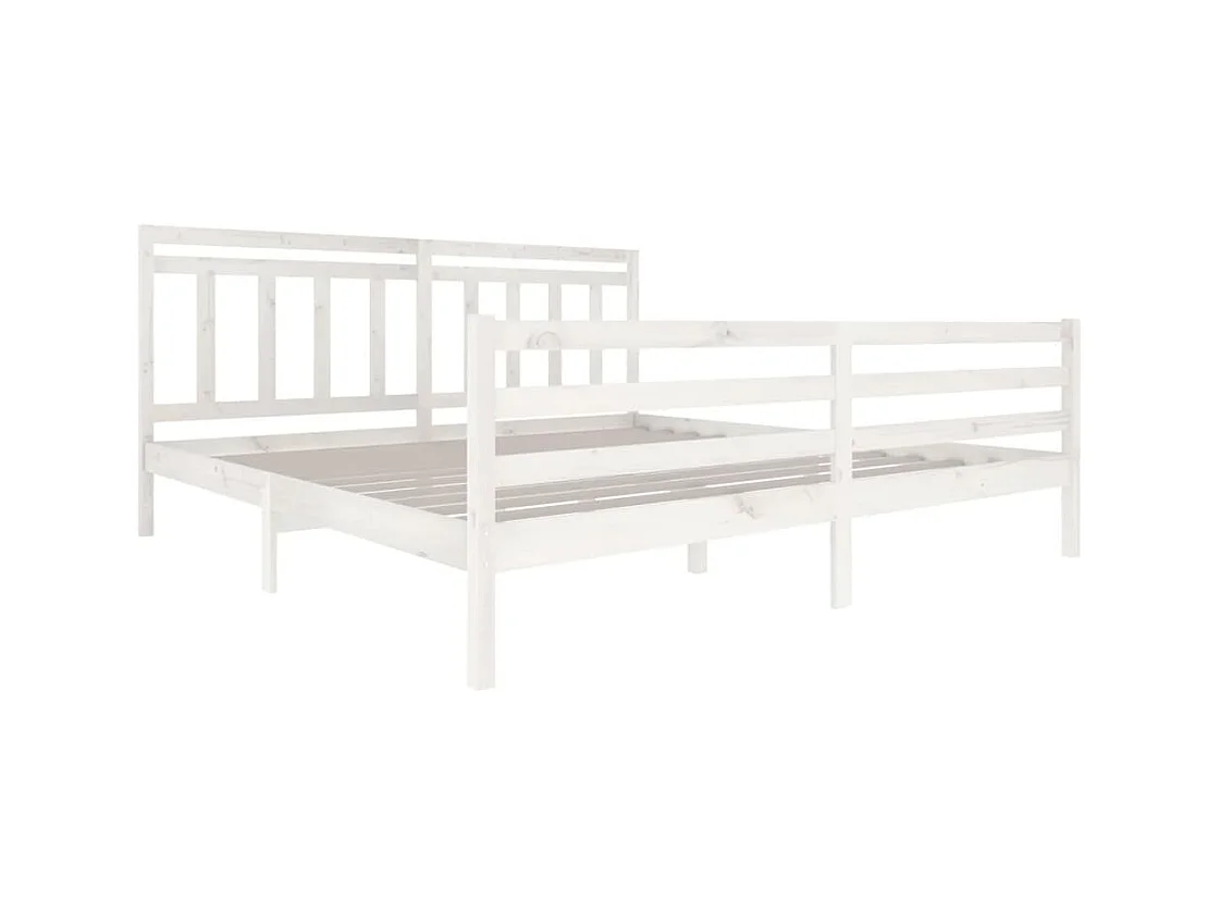 Bedframe zonder matras wit massief hout 200x200 cm