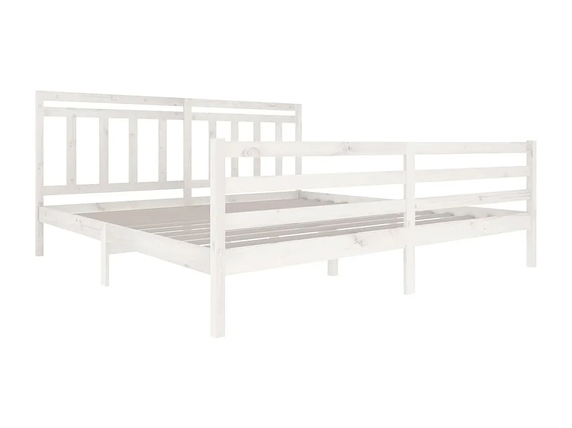 Cadre de lit sans matelas blanc bois massif 200x200 cm