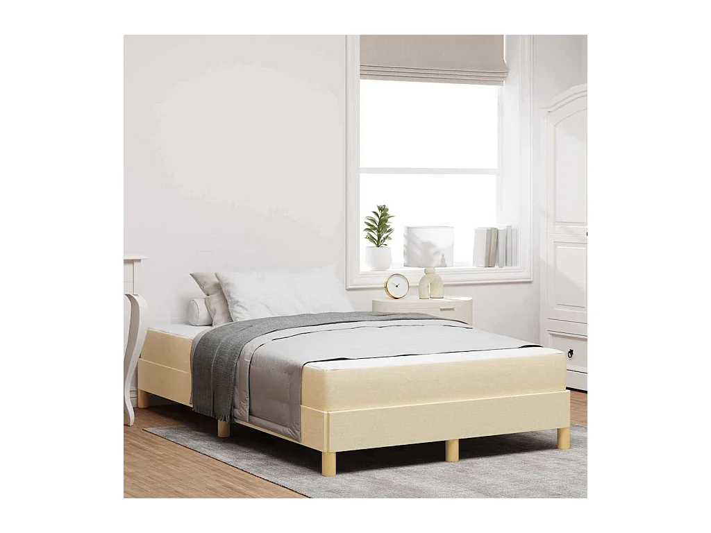 Crème en bruin boxspringbed 120 x 190 cm