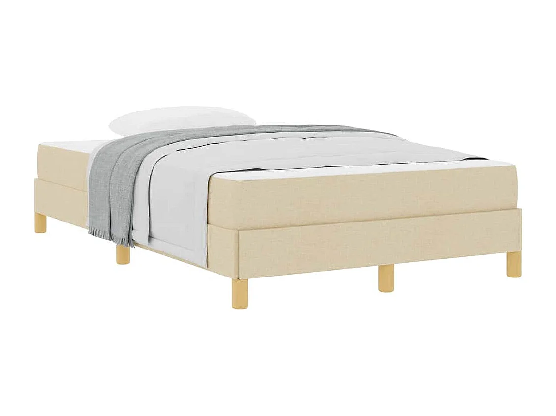 Cama con somier color crema y marrón de 120 x 190 cm