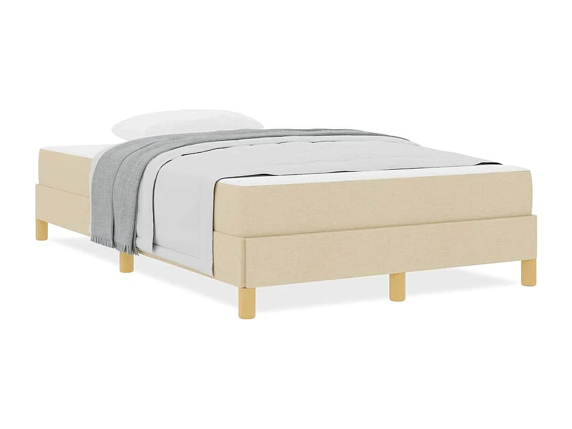 Cama con somier color crema y marrón de 120 x 190 cm