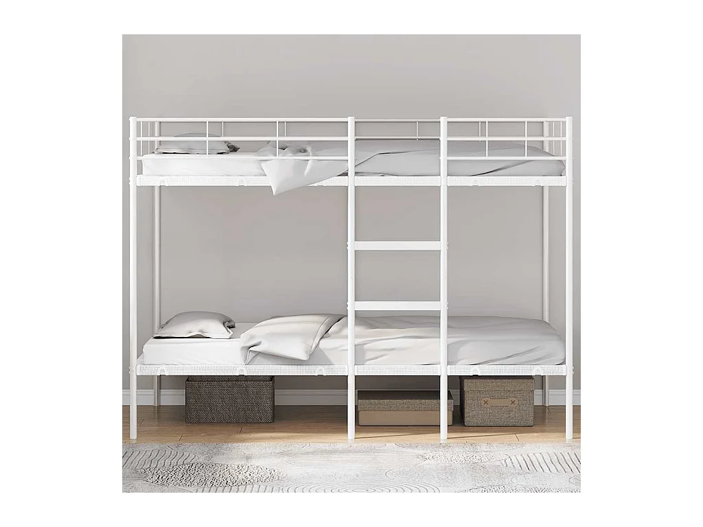 Lit superposé sans matelas blanc 107x203 cm acier