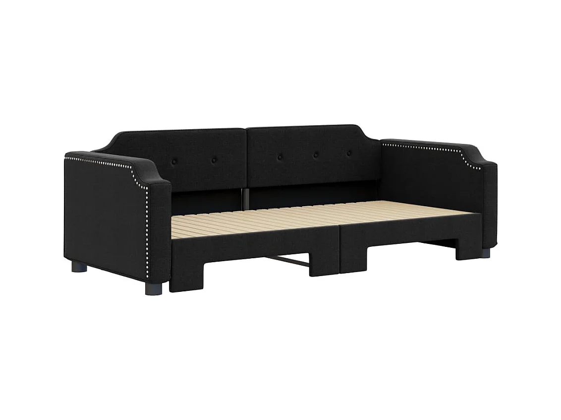 Lit de jour avec gigogne sans matelas noir 100x200 cm