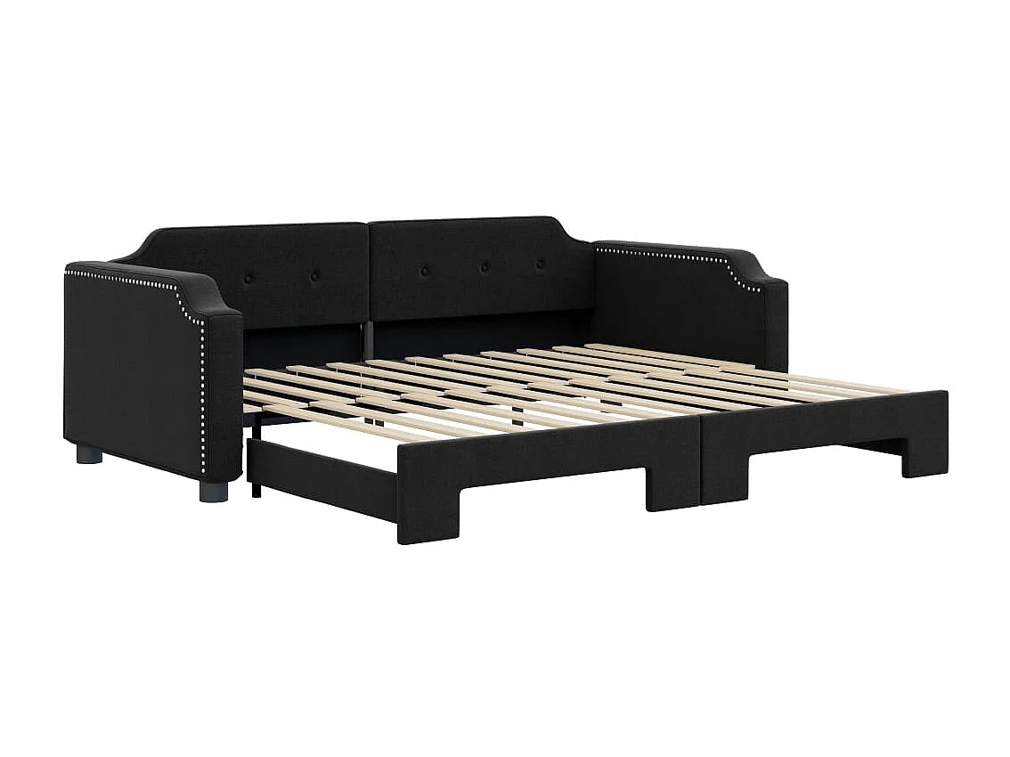 Tagesbett mit Ausziehbett ohne Matratze schwarz 100x200 cm