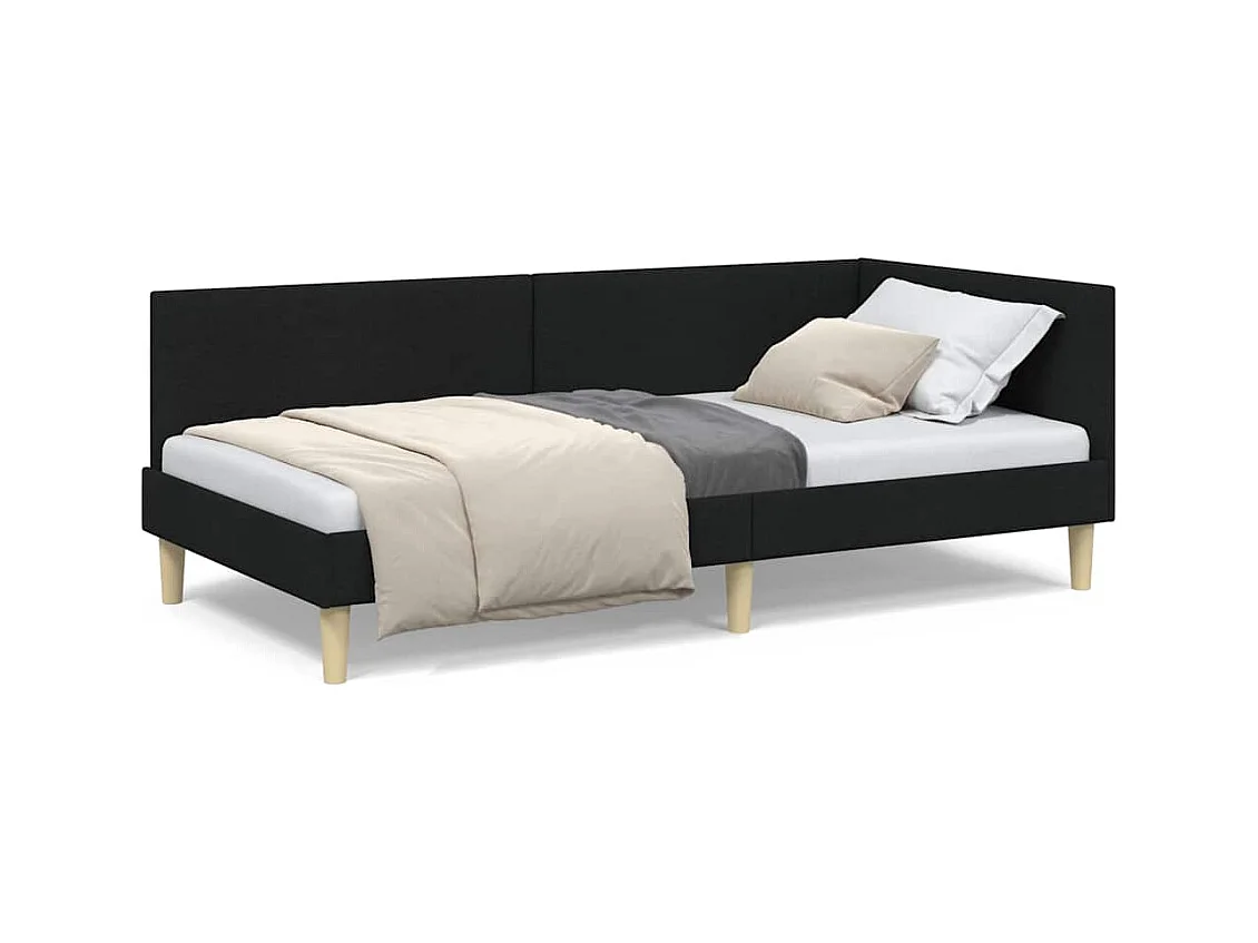 Ander hoekbedframe met hoofdeinde zwart 100 x 200 cm