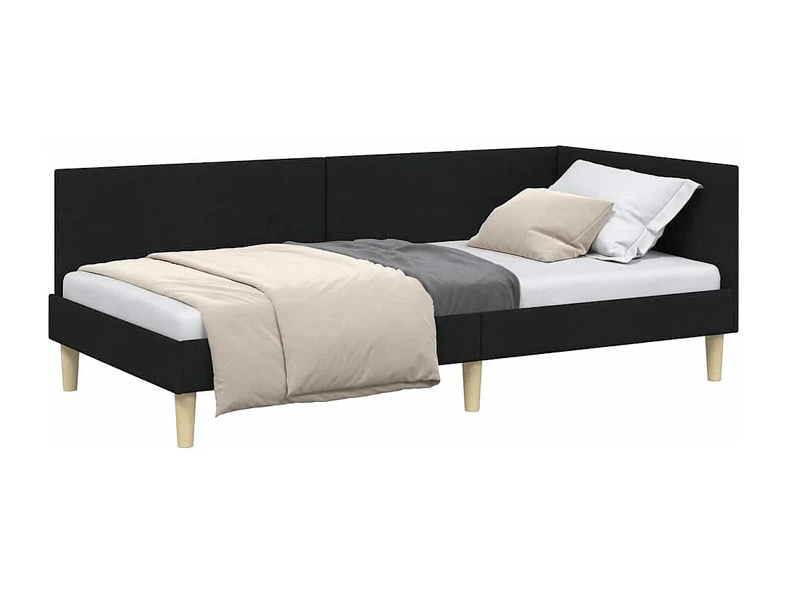 Otra estructura de cama esquinera con cabecero negro 100 x 200 cm