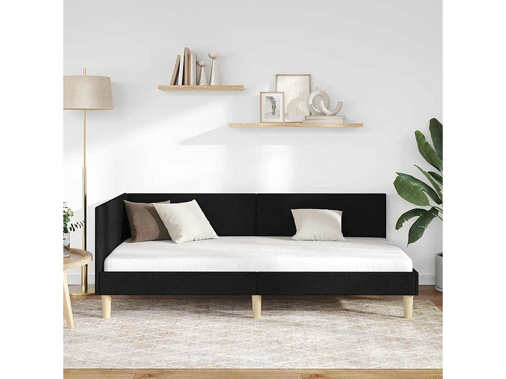 Otra estructura de cama esquinera con cabecero negro 100 x 200 cm