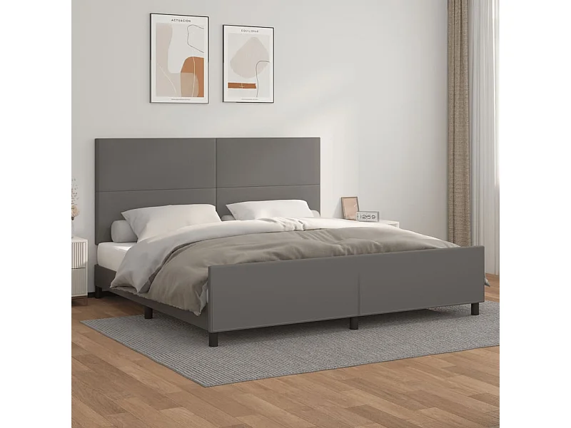 Estructura de cama sin colchón gris 200x200 cm polipiel