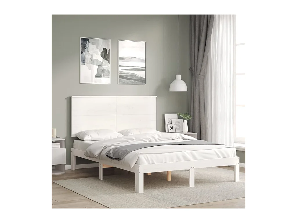 Bedframe zonder matras wit 140x200 cm massief grenenhout