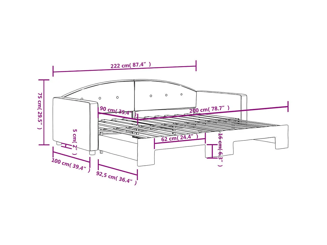 Divano letto con letto estraibile senza materasso blu 90x200 cm